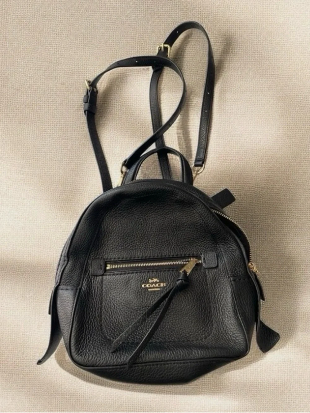 COACH Black Pebbled Leather Mini Backpack